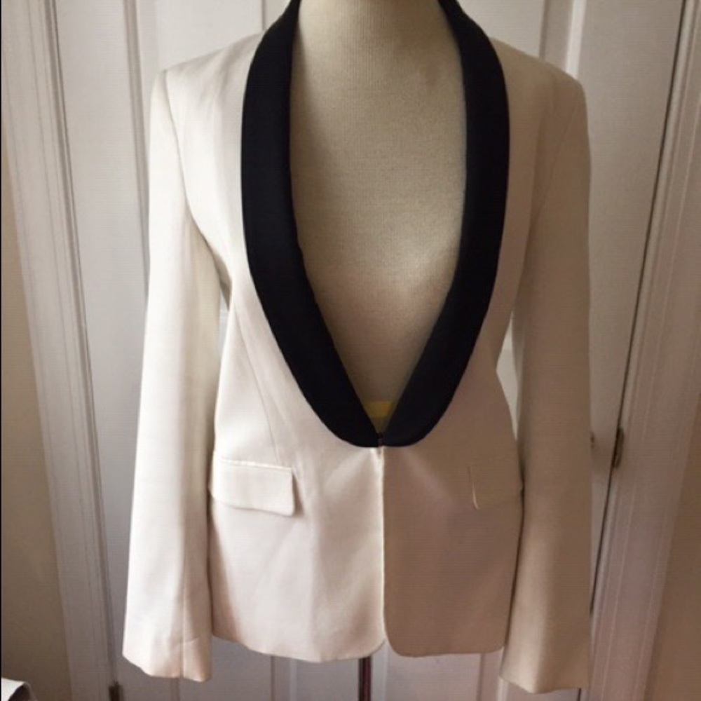 Massimo Dutti Cream and Black Tuxedo Jacket
